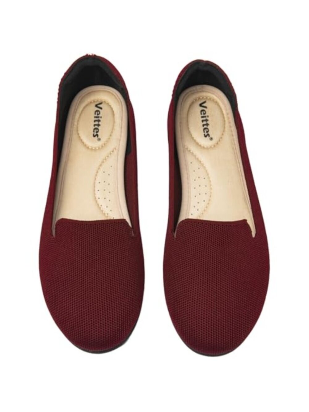 Women's Wide Width Ballet Flats Slip On Comfortable Memory Foam Knit Shoes